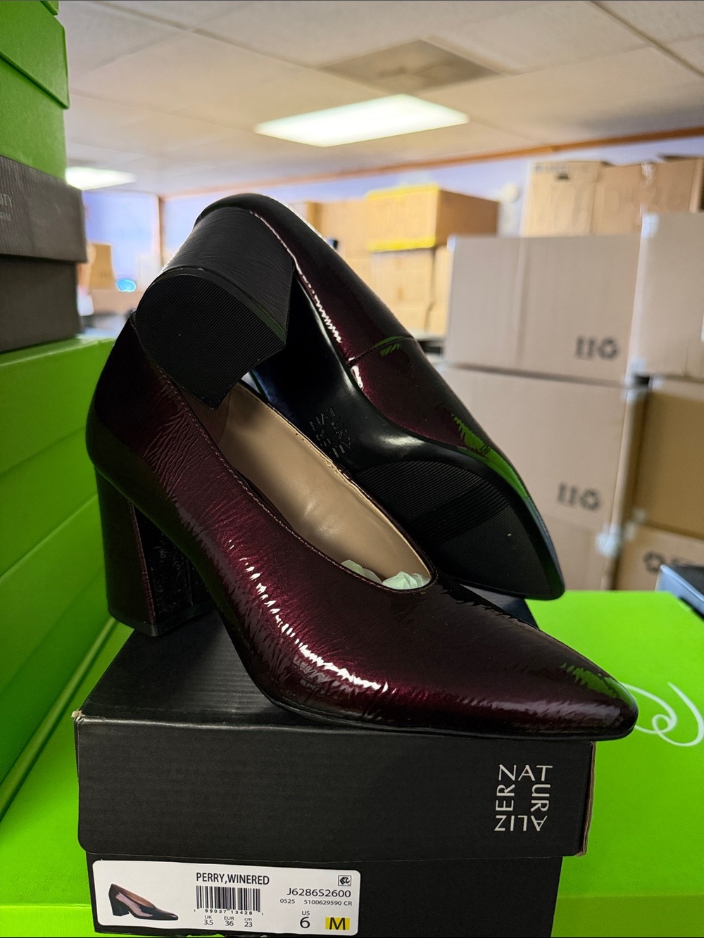 Naturalizer Perry Pointed Toe Block Heel Pumps - Wine Burgundy